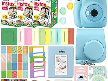 Fujifilm Instax Mini 11 Instant Camera with Case, 60 Fuji Films, Decoration Stickers, Frames, Photo Album and More Accessory kit (Sky Blue) Cheap