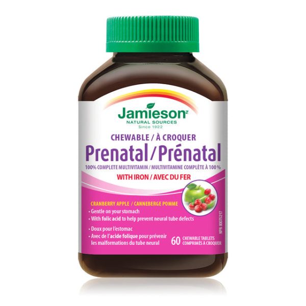 Jamieson Prenatal 100% Complete Multivitamin Chewable - Cranberry Apple 60 s Supply