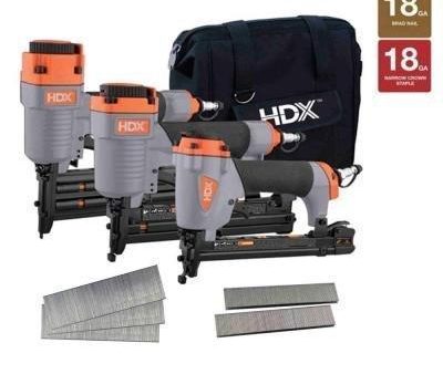 2 in. 18-Gauge Brad Nailer Narrow Crown Stapler (5-Piece) by HDX Online Hot Sale