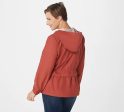 LOGO by Lori Goldstein Reversible Solid Nylon Hooded Jacket Small Red Clay Hot on Sale