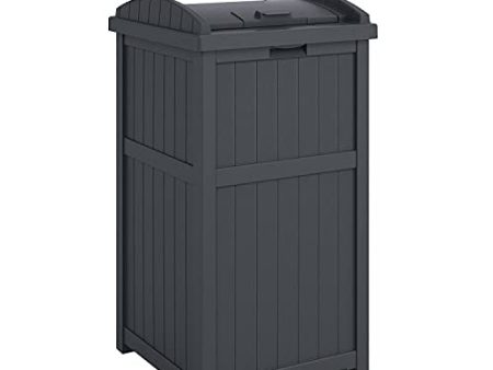 Suncast GH1732C 15.75  x 16  x 31.6  Trashcan Hideaway Outdoor Commercial 33 Gallon 31.6  Resin Garbage Waste Bin with Lid in Cyberspace for Garage For Discount