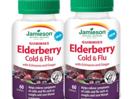 2 x Jamieson Elderberry Cold & Flu Gummy, 60 gummies Bundle Supply