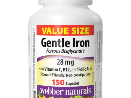 Webber Naturals Gentle Iron with Vitamin C, B12, and Folic Acid (Value Size), 150 Capsules Online now