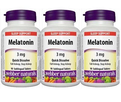 3 x Melatonin Easy Dissolve 3 mg 90 sublingual tabs Bundle Cheap