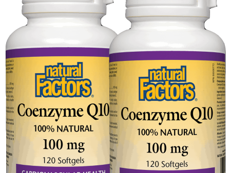 2 x Natural Factors Coenzyme Q10, 100 mg, 120 softgels Bundle For Sale