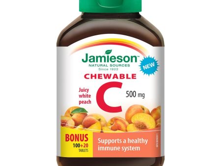 Jamieson Vitamin C 500mg Chewable Juicy White Peach, 120 tabs For Cheap