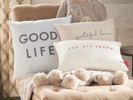 Peace Love World Set of 3 Woven Affirmation Pillows Fashion