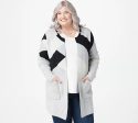 Denim & Co. Regular Jacquard Open Front Cardigan with Pockets X-Small Black Sale