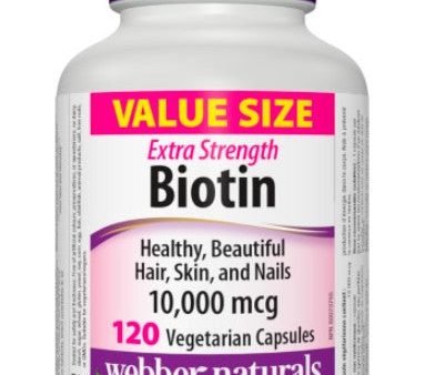 Webber Naturals Extra Strength Biotin 10,000 mcg, 120 Vegetarian Capsules on Sale