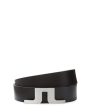 J Lindeberg Bridger Leather Belt - Black Online Hot Sale