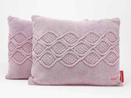 Peace Love World Set of 2 20  x 16  Knitted Pillows, Blush Online Sale