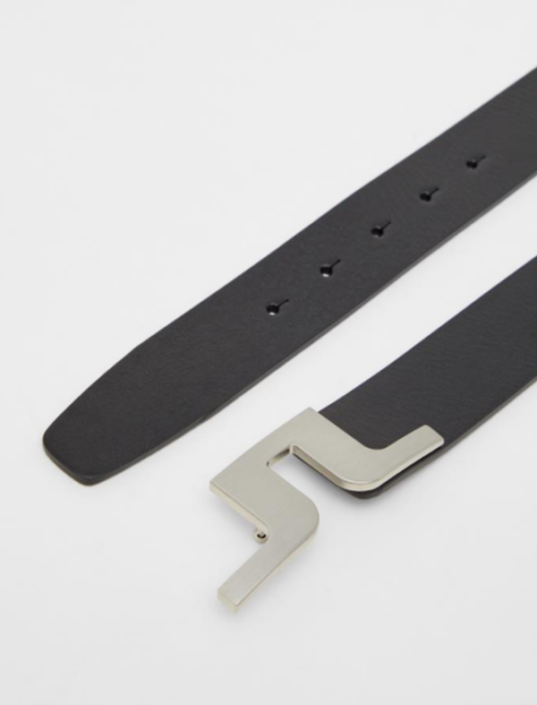 J Lindeberg Bridger Leather Belt - Black Online Hot Sale