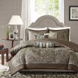 Madison Park Aubrey Duvet Cover King Cal King Size - Blue, Brown , Paisley Jacquard Duvet Cover Set – 6 Piece – Ultra Soft Microfiber Light Weight Bed Comforter Covers Discount