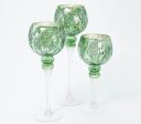 Set of 3 Illuminated Glass Goblets w  Leaf Pattern by Valerie Sage, on Sale