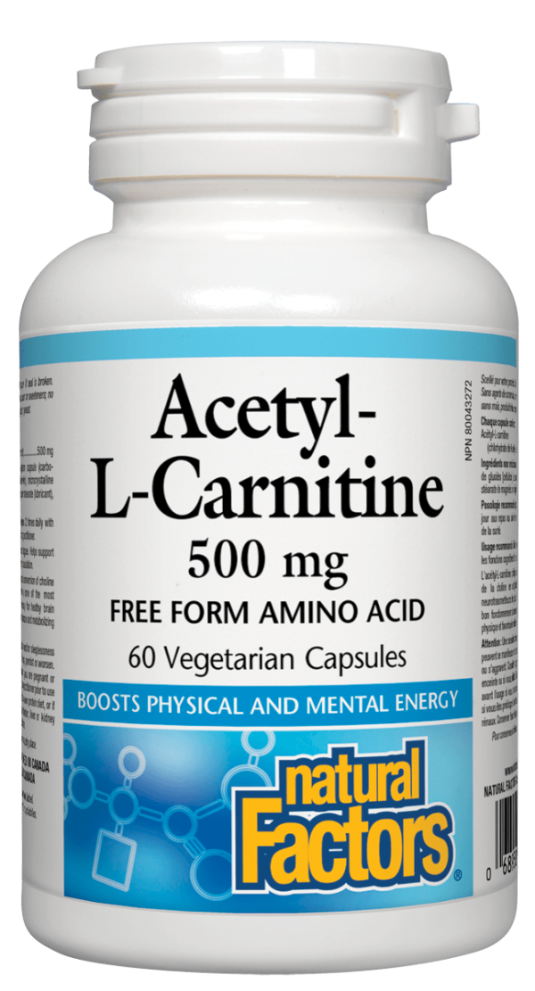 Natural Factors Acetyl-L-Carnitine 500mg, 60 vegicaps For Cheap