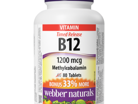 Webber Naturals Vitamin B12 Methylcobalamin 1200 mcg Timed release, 80Tablets Discount