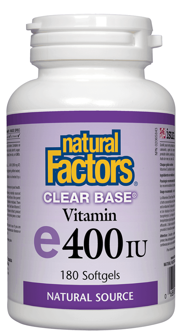 Natural Factors Vitamin E 400IU Clear Base, 180 softgels Cheap