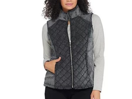 Denim & Co. Active Quilted Zip Front Frosted Sherpa Vest X-Large Black Online Hot Sale