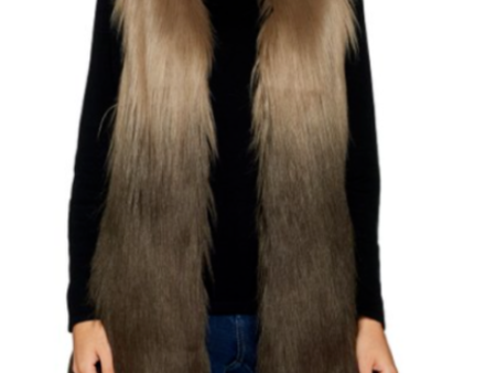 Lisa Rinna Collection Ombre Faux Fur Vest, Medium, Taupe Dark Brown For Sale