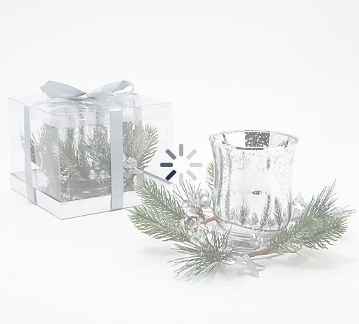 Kringle Express Set of 2 Lit Mercury Glass Votives, Silver Online Sale