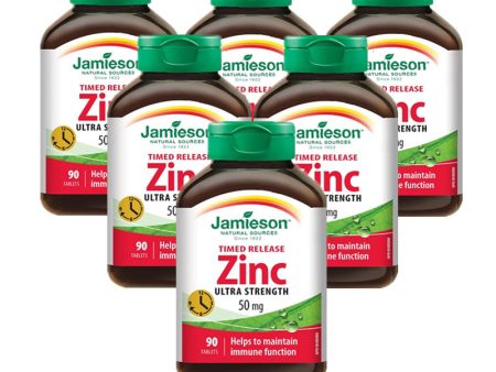 6 x Jamieson Zinc 50 mg Time Release 90 tablets Bundle on Sale