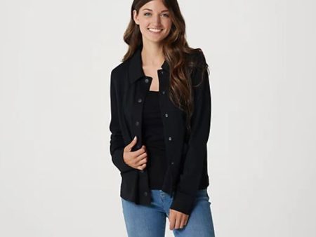 Isaac Mizrahi Live! Snap-Front Bomber Jacket Medium	Black Online