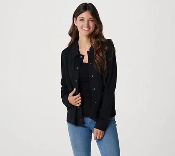 Isaac Mizrahi Live! Snap-Front Bomber Jacket Medium	Black Online