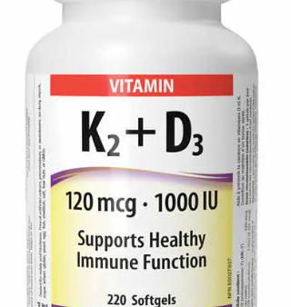 Webber Naturals Vitamin K2+D3 120 mcg   1000 IU - 220 softgels Cheap