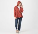 LOGO by Lori Goldstein Reversible Solid Nylon Hooded Jacket Small Red Clay Hot on Sale