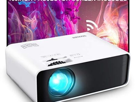 Projector, GooDee WiFi Mini Projector with Projector Screen, Synchronize Wireless Video Projector LED 1080p Full HD, Portable Home Movie Projector Compatible with TV Stick DVD USB, iOS Android Phone on Sale