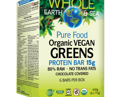 Whole Earth & Sea Pure Food Organic Vegan Greens Protein Bar 15g x 6 Bars Fashion