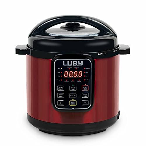 Luby Electric Pressure Cooker 6 Qt,17 Smart Programmable,Slow Cooker Yogurt Maker Rice Cooker Saute Steamer Egg Cooker Sous Vide Warmer,Red (GT606) Online Hot Sale