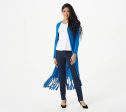 Attitudes by Renee Regular Como Jersey Duster w  Fringe Classic Blue,Size 2X Online