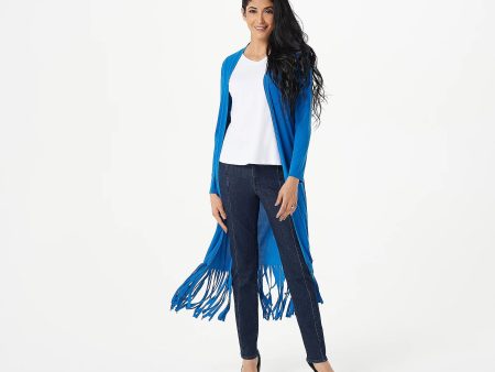 Attitudes by Renee Regular Como Jersey Duster w  Fringe Classic Blue,Size 2X Online