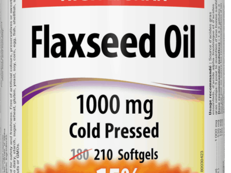 Webber Naturals Flaxseed Oil Cold Pressed, 1000 mg, 210 Softgels Bonus Supply