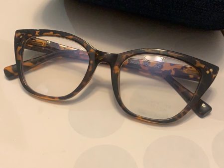 Laurie Felt Blue Light Cat-Eye Glasses Tortoise For Sale