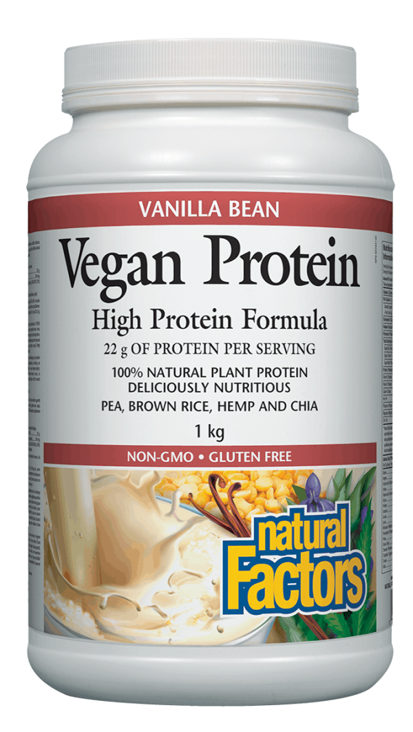 Natural Factors Vegan Protein, 1kg Powder, Vanilla Bean Flavour For Cheap