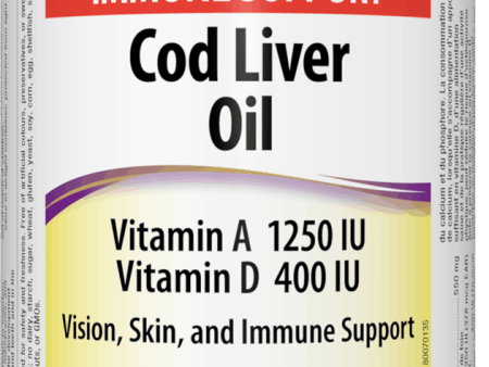 Webber Naturals Cod Liver Oil, 1250IU 100IU, 180 softgels Online Sale