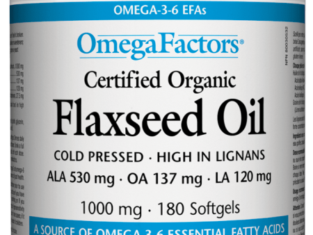 Natural Factors Certified Organic Flaxseed Oil, 1000mg, 180 softgels Online Hot Sale