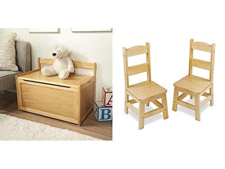 Melissa & Doug Wooden Toy Chest - Natural & Wooden Chair Pair - Natural Online Hot Sale