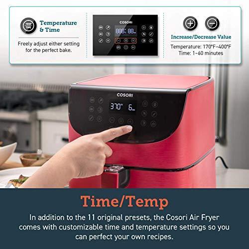 COSORI Air Fryer(100 Recipes, Rack & 4 Skewers) Oilless Oven Cooker 13 Functions, Preheat & Shake Reminder, LED Touch Screen, 3.7 QT, Digital-Burgundy Red Online Sale