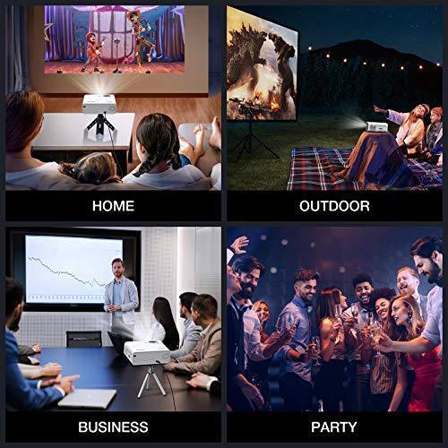 Projector, GooDee WiFi Mini Projector with Projector Screen, Synchronize Wireless Video Projector LED 1080p Full HD, Portable Home Movie Projector Compatible with TV Stick DVD USB, iOS Android Phone on Sale