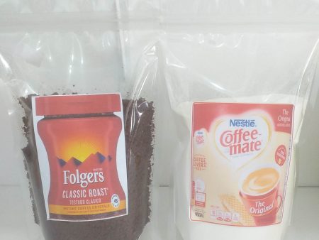 Repack Folgers Classic Roast Instant Coffee Crystals + Nestle Coffeemate Repack 0.8 oz Fashion