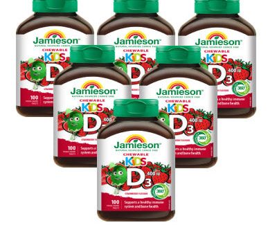 6 Pack x Jamieson Kid s Vitamin D 400 IU, Panda-shaped Strawberry flavour 100 tablets Sale