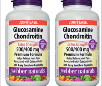 2 x Webber Naturals Glucosamine Chondroitin 500 400mg, with Vitamin D3 300 capsules Bundle on Sale