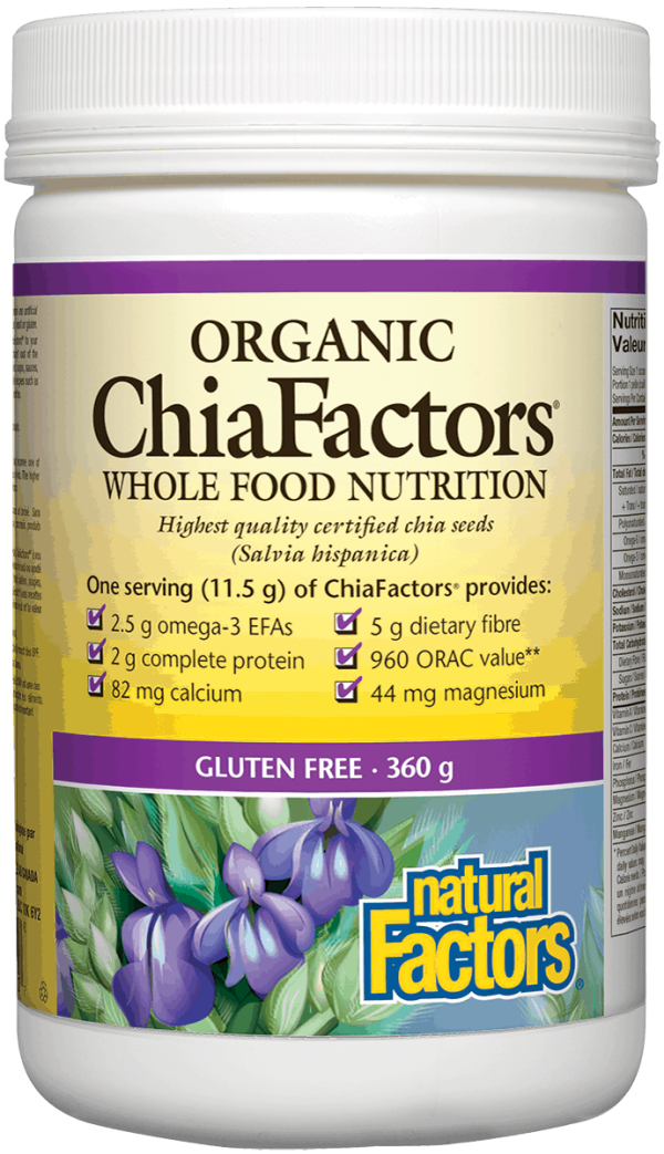 Natural Factors Organic ChiaFactors, 360g Non-GMO Organic Chia Seeds Fashion