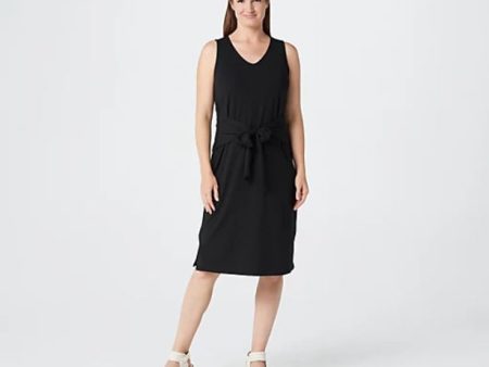 Belle by Kim Gravel TripleLuxe Knit Tie-Front Midi Dress Black,X-Large Supply