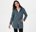 Denim & Co. Active Regular Fleece Back Jersey Zip Front Jacket For Sale