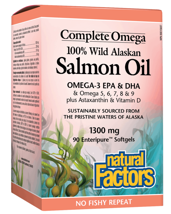 Natural Factors 100% Wild Alaskan Salmon Oil, 90 Softgels Fashion