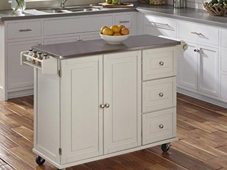 Liberty Off-White Kitchen Cart with Stainless Steel Top by Home Styles Online